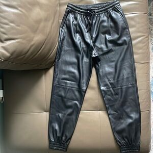 ZARA faux leather high waisted jogging pants